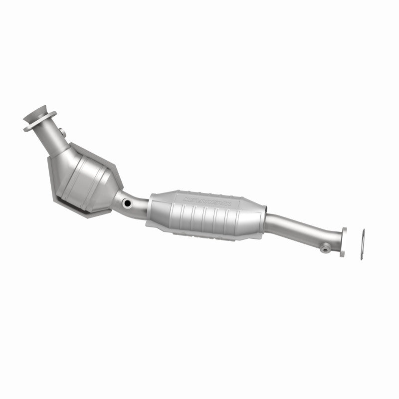 MagnaFlow 444022 carb direct-fit catalytic converter, side view of the turntable spin