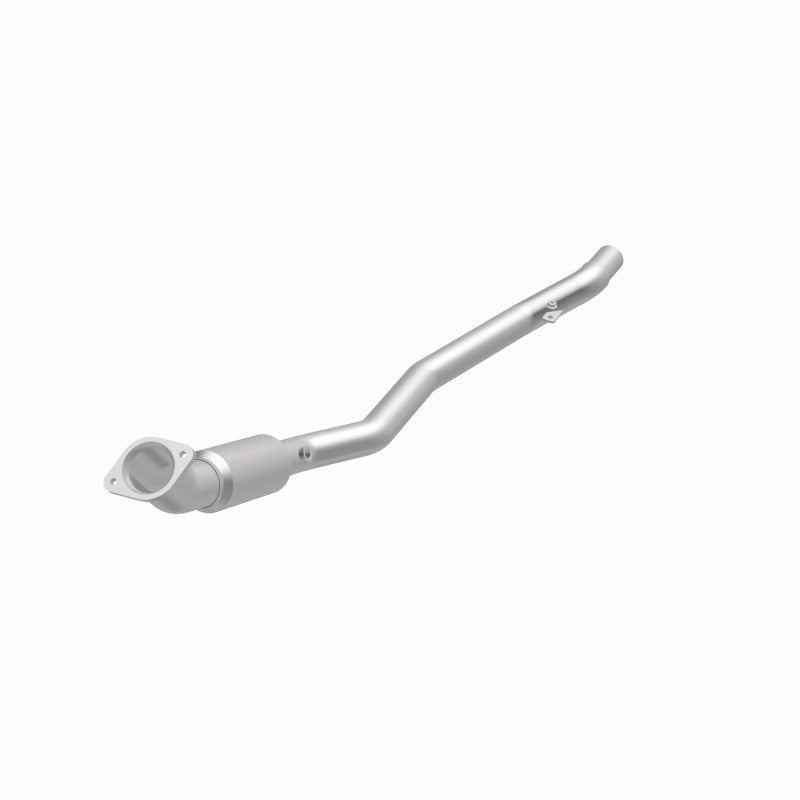 MagnaFlow 5561539 carb direct-fit catalytic converter, opposite front three-quarter view of the turntable spin