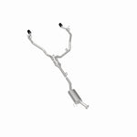 MagnaFlow 19633 neo series cat-back exhaust, rear three-quarter view of the turntable spin