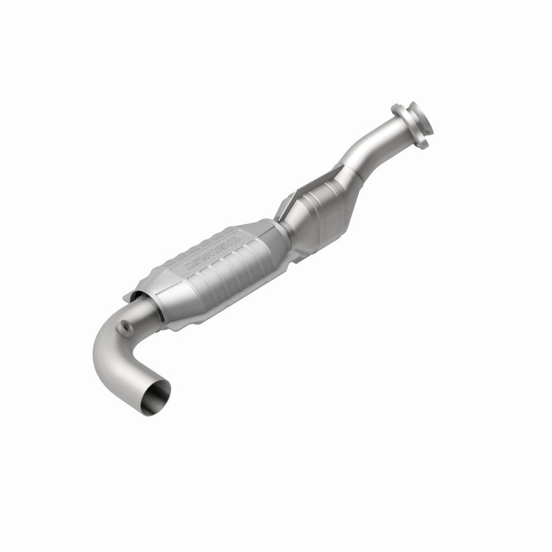 MagnaFlow 447131 carb direct-fit catalytic converter, rear view of the turntable spin