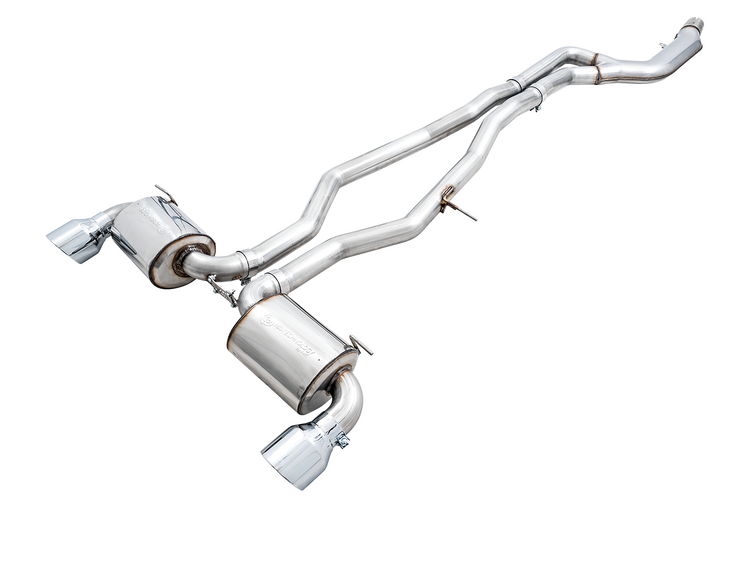 AWE Resonated Touring Edition Exhaust for A90 Supra - 5" Chrome Silver Tips