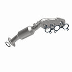 MagnaFlow 5531284 carb manifold converter, opposite front three-quarter view of the turntable spin