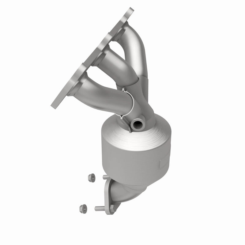 MagnaFlow 50756 hm grade manifold converter, opposite rear three-quarter view of the turntable spin