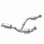 MagnaFlow 280429 oem grade direct-fit catalytic converter, opposite rear three-quarter view of the turntable spin