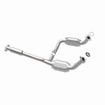 MagnaFlow 24950 hm grade direct-fit catalytic converter, opposite rear three-quarter view of the turntable spin