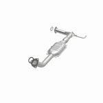 MagnaFlow 93398 hm grade direct-fit catalytic converter, opposite front three-quarter view of the turntable spin