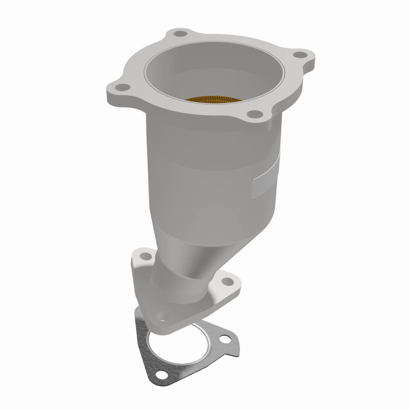 MagnaFlow 24095 hm grade direct-fit catalytic converter, opposite front three-quarter view of the turntable spin