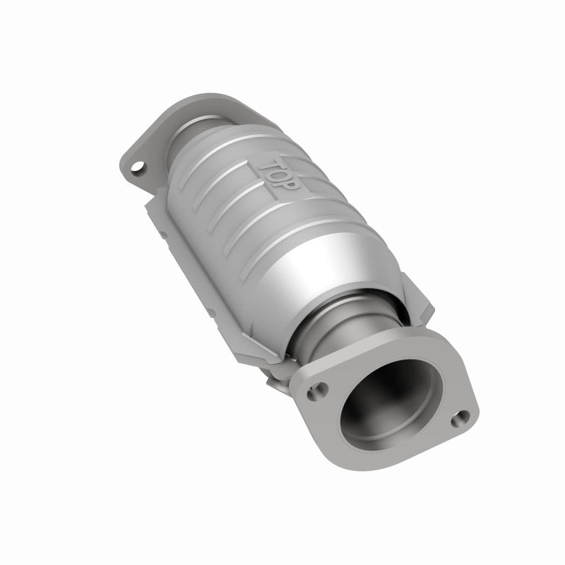 MagnaFlow 23744 hm grade direct-fit catalytic converter, rear three-quarter view of the turntable spin