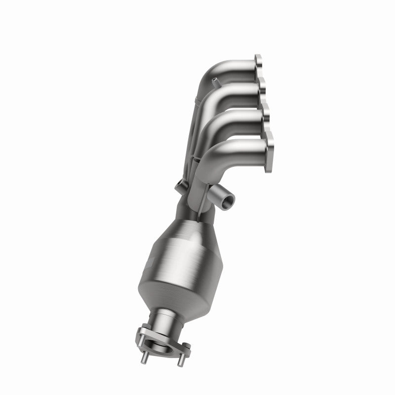 MagnaFlow 452028 carb manifold converter, rear three-quarter view of the turntable spin