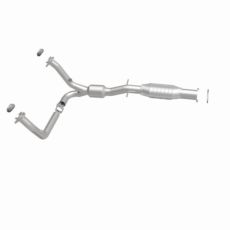 MagnaFlow 49110 oem grade direct-fit catalytic converter, side view of the turntable spin