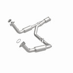 MagnaFlow 5451650 carb direct-fit catalytic converter, front three-quarter view of the turntable spin