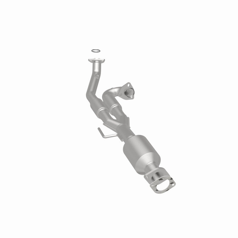 MagnaFlow 5592710 carb direct-fit catalytic converter, rear three-quarter view of the turntable spin