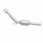 MagnaFlow 5561990 carb direct-fit catalytic converter, side view of the turntable spin