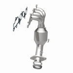 MagnaFlow 52216 oem grade manifold converter, rear three-quarter view of the turntable spin