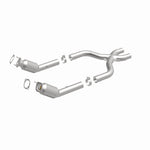 MagnaFlow 5461976 carb direct-fit catalytic converter, front three-quarter view of the turntable spin