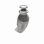 MagnaFlow 93259 hm grade direct-fit catalytic converter, opposite rear three-quarter view of the turntable spin