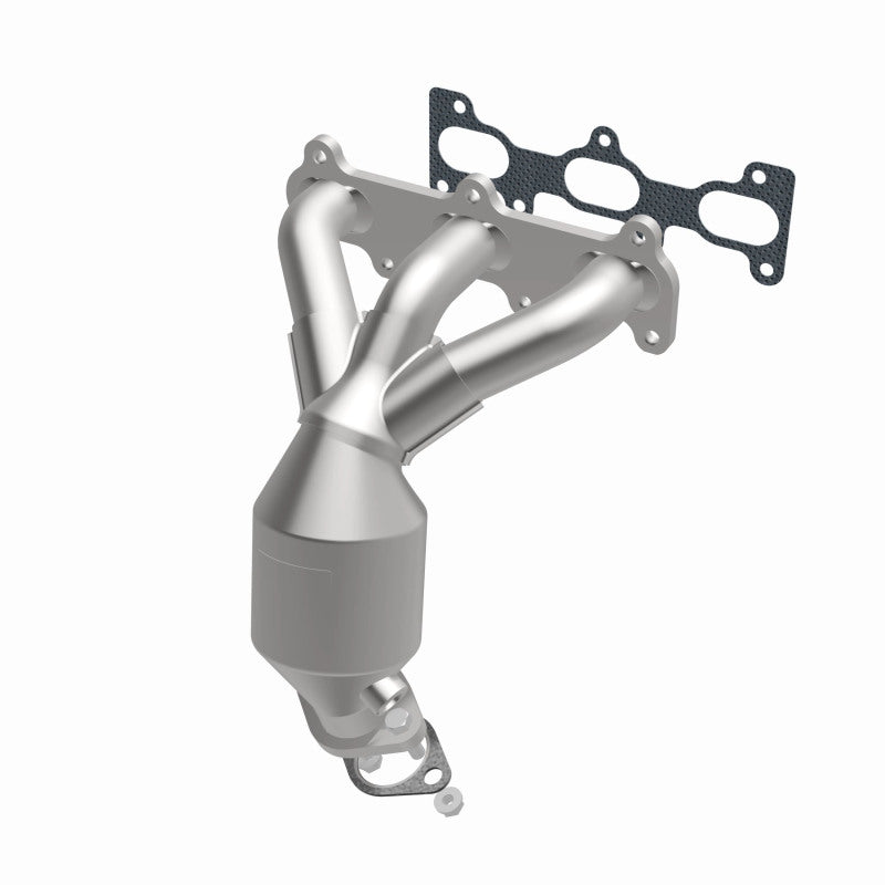 MagnaFlow 452021 carb manifold converter, opposite front three-quarter view of the turntable spin