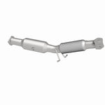 MagnaFlow 5561810 carb direct-fit catalytic converter, opposite rear three-quarter view of the turntable spin
