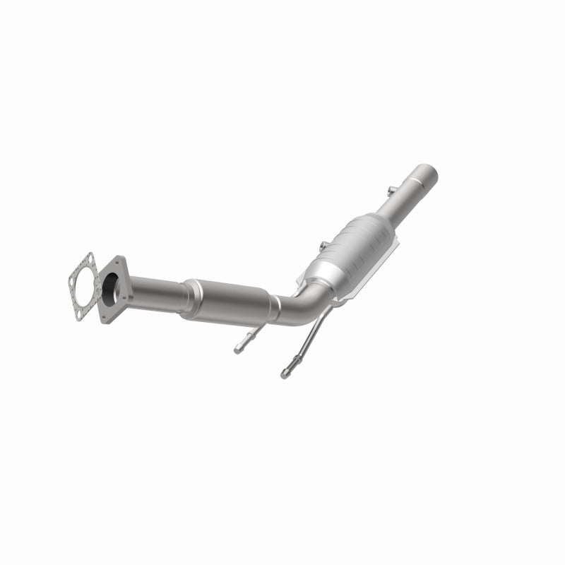 MagnaFlow 49990 oem grade direct-fit catalytic converter, opposite front three-quarter view of the turntable spin