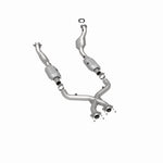 MagnaFlow 93671 hm grade direct-fit catalytic converter, rear three-quarter view of the turntable spin