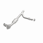 MagnaFlow 93397 hm grade direct-fit catalytic converter, opposite front three-quarter view of the turntable spin