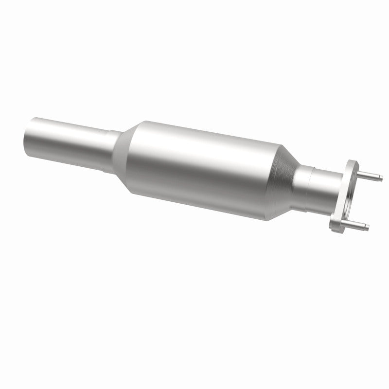 MagnaFlow 5571981 carb direct-fit catalytic converter, opposite rear three-quarter view of the turntable spin