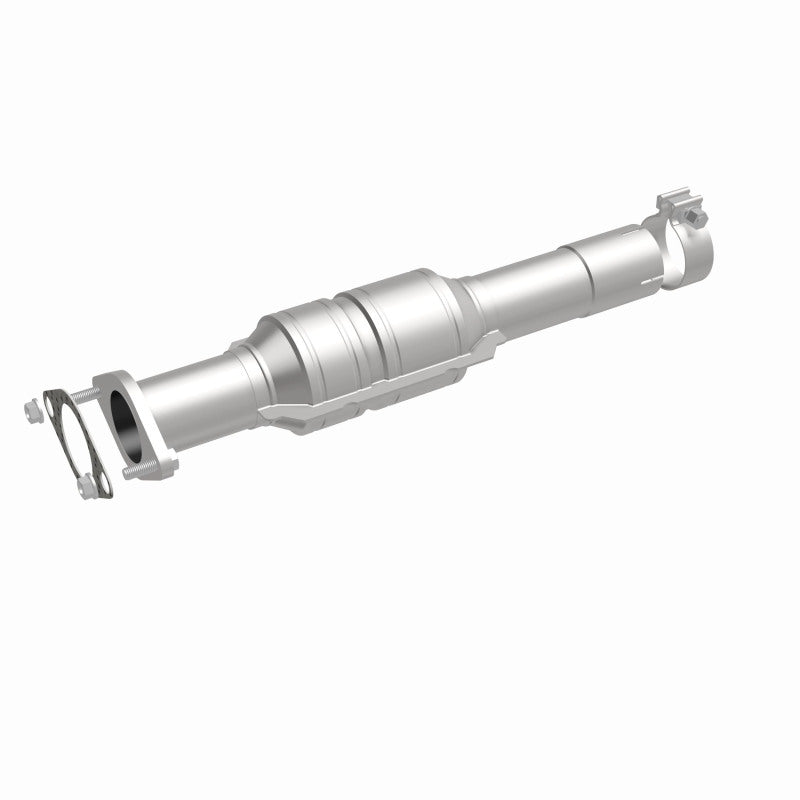 MagnaFlow 52107 oem grade direct-fit catalytic converter, front three-quarter view of the turntable spin