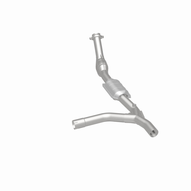 MagnaFlow 93322 hm grade direct-fit catalytic converter, rear three-quarter view of the turntable spin