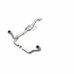 MagnaFlow 93215 hm grade direct-fit catalytic converter, opposite front three-quarter view of the turntable spin
