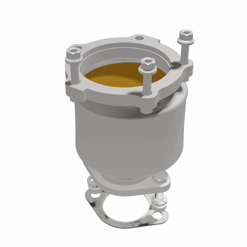 MagnaFlow 50160 hm grade manifold converter, opposite front three-quarter view of the turntable spin
