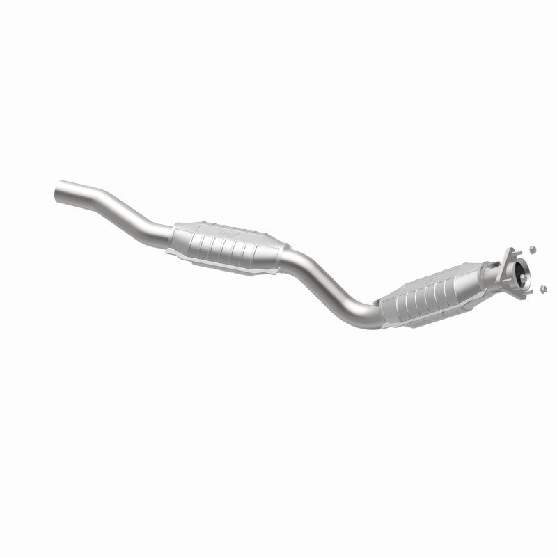 MagnaFlow 49669 oem grade direct-fit catalytic converter, opposite rear three-quarter view of the turntable spin