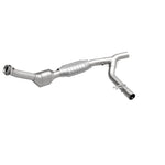 MagnaFlow 447116 carb direct-fit catalytic converter, front three-quarter view of the turntable spin