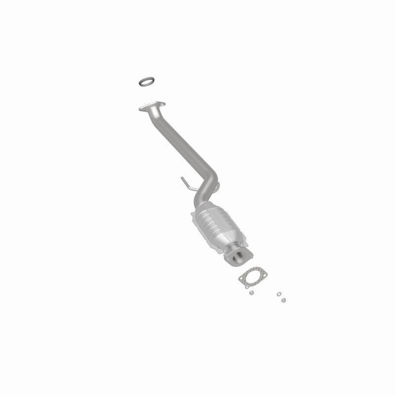 MagnaFlow 23134 hm grade direct-fit catalytic converter, rear three-quarter view of the turntable spin