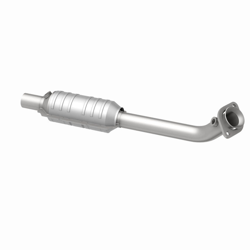 MagnaFlow 24430 hm grade direct-fit catalytic converter, opposite rear three-quarter view of the turntable spin