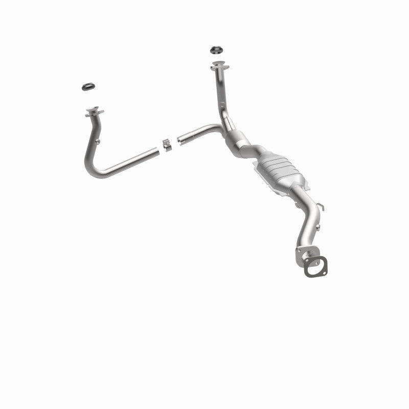 MagnaFlow 23139 hm grade direct-fit catalytic converter, rear three-quarter view of the turntable spin