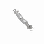 MagnaFlow 23137 hm grade direct-fit catalytic converter, rear three-quarter view of the turntable spin