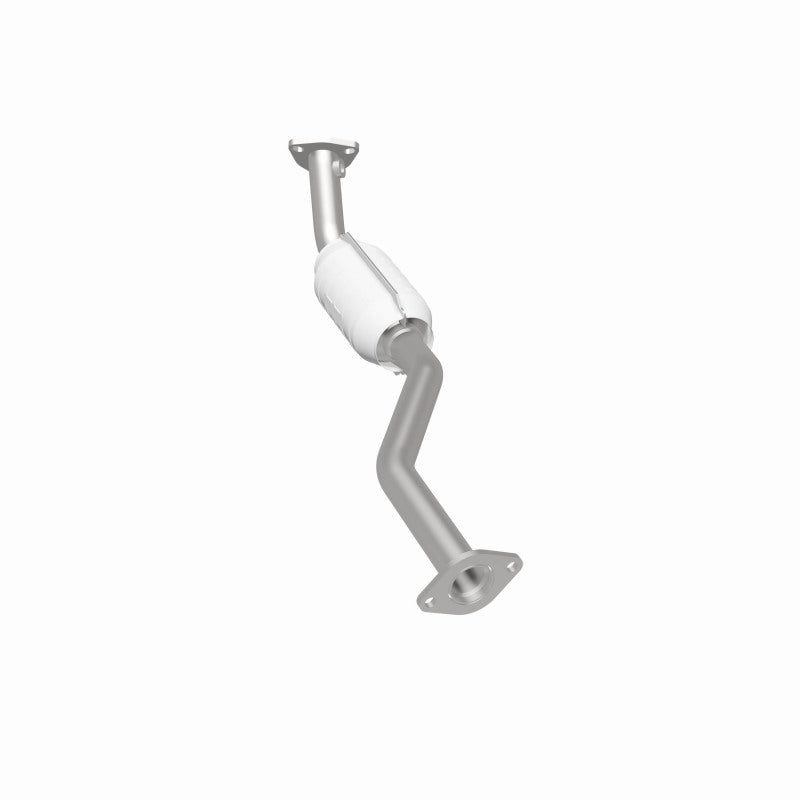 MagnaFlow 447228 carb direct-fit catalytic converter, rear three-quarter view of the turntable spin