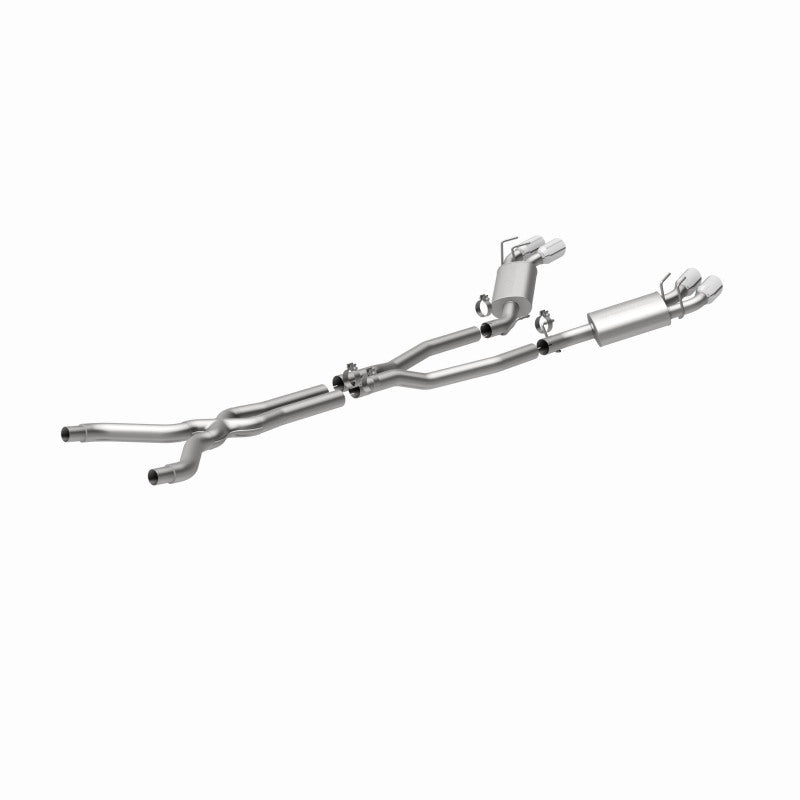 MagnaFlow 15053 street series cat-back exhaust, rear view of the turntable spin