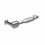 MagnaFlow 93325 hm grade direct-fit catalytic converter, front three-quarter view of the turntable spin