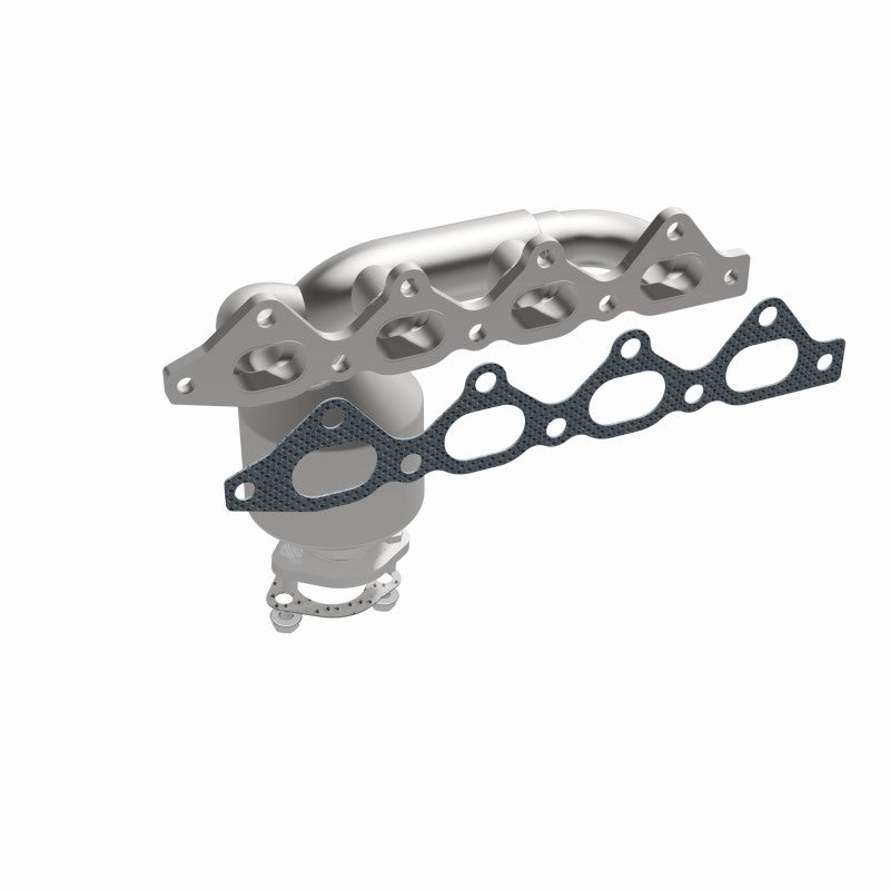 MagnaFlow 452039 carb manifold converter, rear three-quarter view of the turntable spin