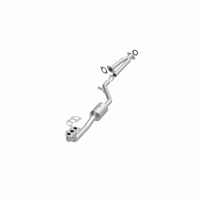 MagnaFlow 52202 oem grade manifold converter, opposite front three-quarter view of the turntable spin