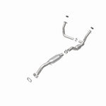 MagnaFlow 458010 carb direct-fit catalytic converter, rear view of the turntable spin
