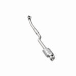 MagnaFlow 51619 oem grade direct-fit catalytic converter, rear three-quarter view of the turntable spin