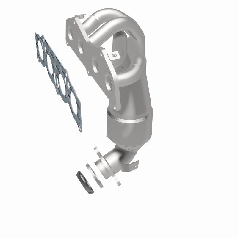 MagnaFlow 5531078 carb manifold converter, rear three-quarter view of the turntable spin