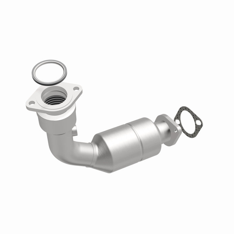 MagnaFlow 49628 oem grade direct-fit catalytic converter, front three-quarter view of the turntable spin