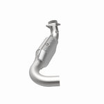 MagnaFlow 49498 oem grade direct-fit catalytic converter, opposite rear three-quarter view of the turntable spin