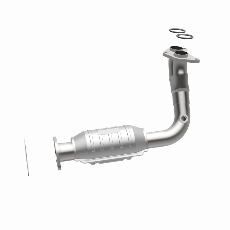 MagnaFlow 447170 carb direct-fit catalytic converter, opposite side view of the turntable spin