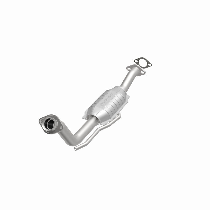 MagnaFlow 93367 epa direct-fit catalytic converter, opposite front three-quarter view of the turntable spin