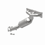 MagnaFlow 49763 oem grade manifold converter, opposite rear three-quarter view of the turntable spin