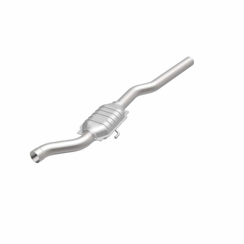 MagnaFlow 93276 epa direct-fit catalytic converter, opposite front three-quarter view of the turntable spin